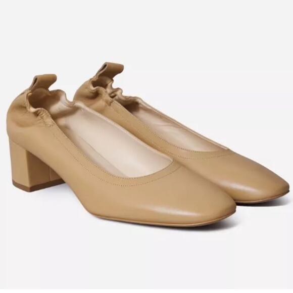 Everlane The Day Heel Light Taupe Size 9 Block Heel Ballet Inspired NEW w/o Box - Picture 5 of 5